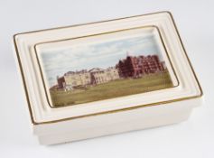 Bill Waugh Golf Royal English Porcelain Card Box with ‘The Royal & Ancient Clubhouse St Andrews’ and