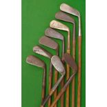 9x assorted mid irons and mashies irons - in Tom Stewart mid iron, Tom Trapp No.31 mashie niblick,
