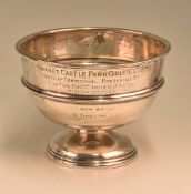 Hallmarked silver golf presentation bowl engraved to front ‘Shannes Castle Park Golf Club Handicap