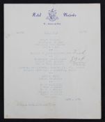 Rare and Interesting 1961 Ryder Cup related dinner menu signed by Jerry Barber US Playing