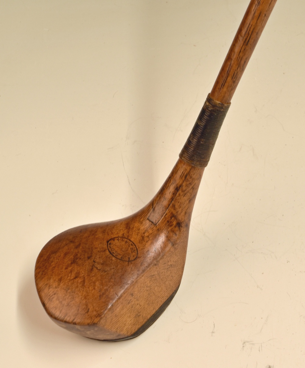 A H Scott Elie Pat spliced neck persimmon brassie – with wrap over sole plate showing a makers shaft - Image 2 of 2