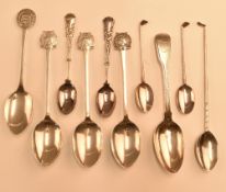 8x assorted hallmarked silver golf spoons – with assorted designs and hallmarks incl Georgian fiddle