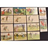 Large collection of early golfing humour postcards (48) – incl Golf Hints by Raphael Tuck & Sons,