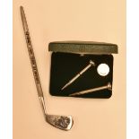 Silver Golf Ball marker and tee pencil set pencil marked sterling silver with marker having