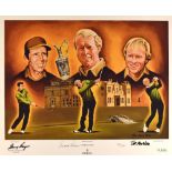 Arnold Palmer Gary Player & Jack Nicklaus Open Golf Champions- signed Giclee golf print – titled “