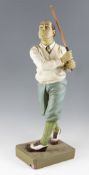 Large Walter Hagen golfing figure by Peter Mook – typical poise at the end of his swing – mounted on