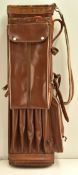 Good Slazenger Bobby Locke leather and canvas patent style slim oval golf club bag - with 2x 5