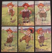 Golfing postcard Selection (16) – to include 6 cards from Langsdorff & Co Series 718 with 4 from