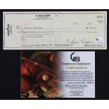 Rare Ben Hogan signed cheque – official Ben Hogan, Bank One Forth Worth signed cheque for $492.42