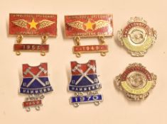Wimbledon and West Ham Speedway Enamel Badges 1946 & 1955 to include 1949 and 1953 year bars gold