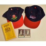 Lancashire Cricket Caps and Signed Trade Cards including a P J Martin Signed card and J P Crawley