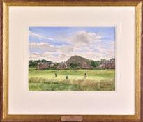 Reed, Ken – North Berwick West Links original golfing watercolour - titled “Sea - 2nd Green” - image
