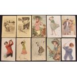 Mixed selection of women design golfing postcards (29) – incl National Art Company, C.H. Barber,