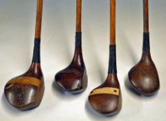 4x large socket head golf woods – to incl 3x brassies and driver - makers T Drummond Perfect