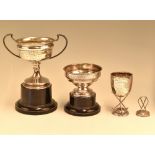 Hallmarked silver golfing trophy selection – incl twin handled cup on base engraved to front ‘