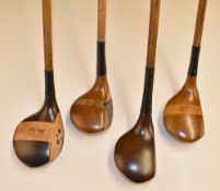 4x attractive persimmon socket neck playable woods – to incl a Chas Gadd large head brassie with