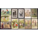 Group of mixed early romance related golfing postcards (17)– incl London opinion, National Series,