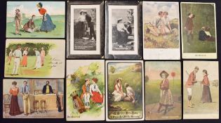 Group of mixed early romance related golfing postcards (17)– incl London opinion, National Series,