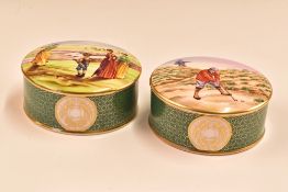 Spode Ceramic Painted Golf Series covered boxes (2) – one depicting ladies game at Minchinhampton