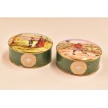 Spode Ceramic Painted Golf Series covered boxes (2) – one depicting ladies game at Minchinhampton