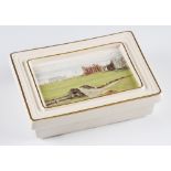 Bill Waugh GolfRoyal English Porcelain Card Box with St Andrews golf course design to lid with
