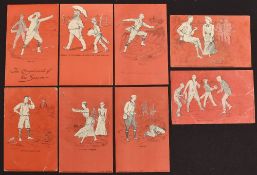 Early Marcus Ward golfing postcards (8) – published by McCaw Stevenson & Orr Ltd, all postally used,