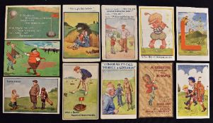 Collection of early comic and humorous golfing postcards c1903 to 1930s (28) – incl Reg Carter, L