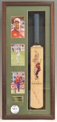 Steve Harmison Durham and England Cricket signed display featuring a signed miniature cricket bat