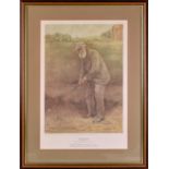 Tom Morris colour Golf Print after James Patrick - titled Open Champion 1861-62-64-67 - Keeper of