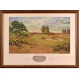 Bill Waugh signed colour golf print-“Carnoustie Golf Links - The Whins - 13th Green” signed in