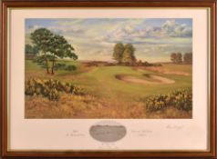 Bill Waugh signed colour golf print-“Carnoustie Golf Links - The Whins - 13th Green” signed in