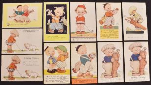 15 Mabel Lucie Atwell golfing design postcards – incl a Pullout example for Portstewart, 12 postally