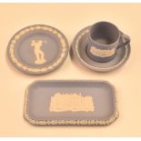 Wedgwood Jasperware St Andrews Ceramics including coffee can and saucer with pin tray, both having