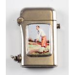 1920s ‘Thorens’ Swiss Made Cigarette Lighter with Golfer Design front stamped to base with makers