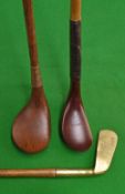 Interesting selection of Junior golf clubs (3) A H Scott fork spliced brassie stamped to the crown