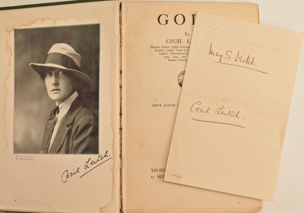 Leitch, Cecil autograph and book - “Golf” 1st ed 1922 - c/w Hale Golf Club Altrincham embossed paper - Image 2 of 3