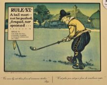 Collection of various amusing coloured golf prints (3) - 2x Frank Reynolds Punch Magazine hand