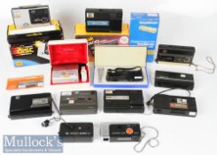 Selection of Retro pocket cameras to include Rollei E110 with maker’s case and flash unit,