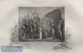 India – Anglo Sikh War - 19th century steel engraving The submission of the Maharaja of Dhuleep