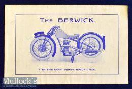 The Berwick “A British Shaft-Driven Motor Cycle” 1929 Sales Catalogue An 8 page Printers Proof sales