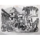 India And Punjab – The Bazaar Oodipoor Rajpootana, 1858 An original ILN wood engraving titled The