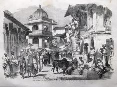 India And Punjab – The Bazaar Oodipoor Rajpootana, 1858 An original ILN wood engraving titled The