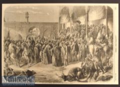 India and Punjab – Very Scarce Engraving The Court of Runjeet Singh at Lahore after a painting by