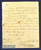 East India Company 1807 Letter by William Devaynes requesting votes to be Re-Elected as Director