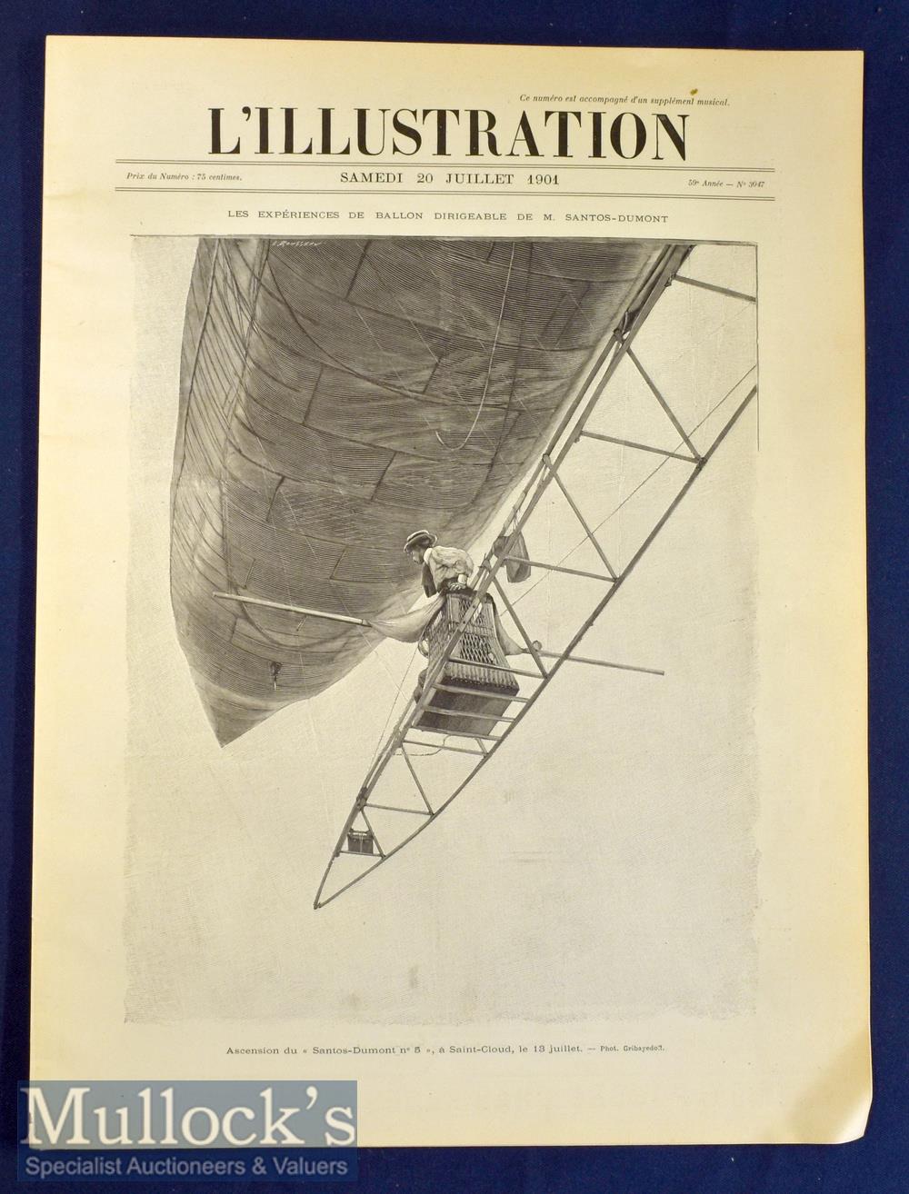 Santos Dumont Airship 20th July 1901 L’Illustration publication a very large front cover