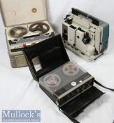 Stellaphone reel to reel tape recorder within case, plus a Rank Aldis Automatic projector and a