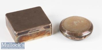 HM Silver Lidded Cigarette Box and Another (2) cigarette box having machined lid, bears worn