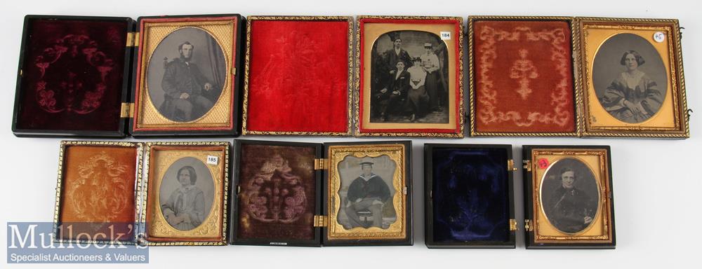 Group of 6 Victorian Ambrotype Photographs incl two women, two gentlemen in union cases, group