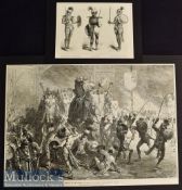 India – Large 1876 Original Engraving Arrival of the Prince of Wales at Jeypore: War Dance of