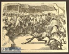 India – Human Tigers at the Mohurrum Festival original engraving 1872 measures 31x24cm approx.,